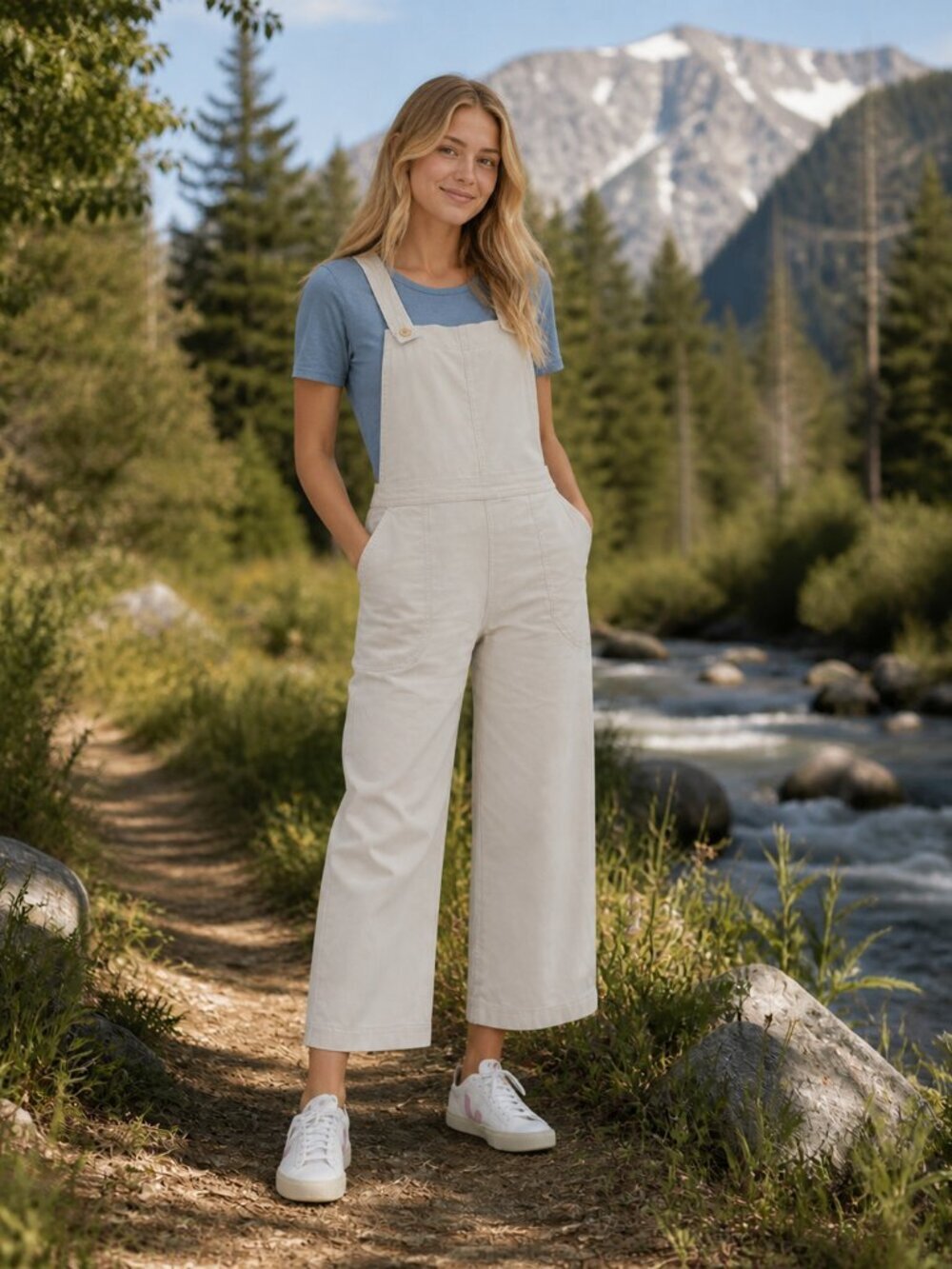 Patagonia Cream Wide-Leg Overalls